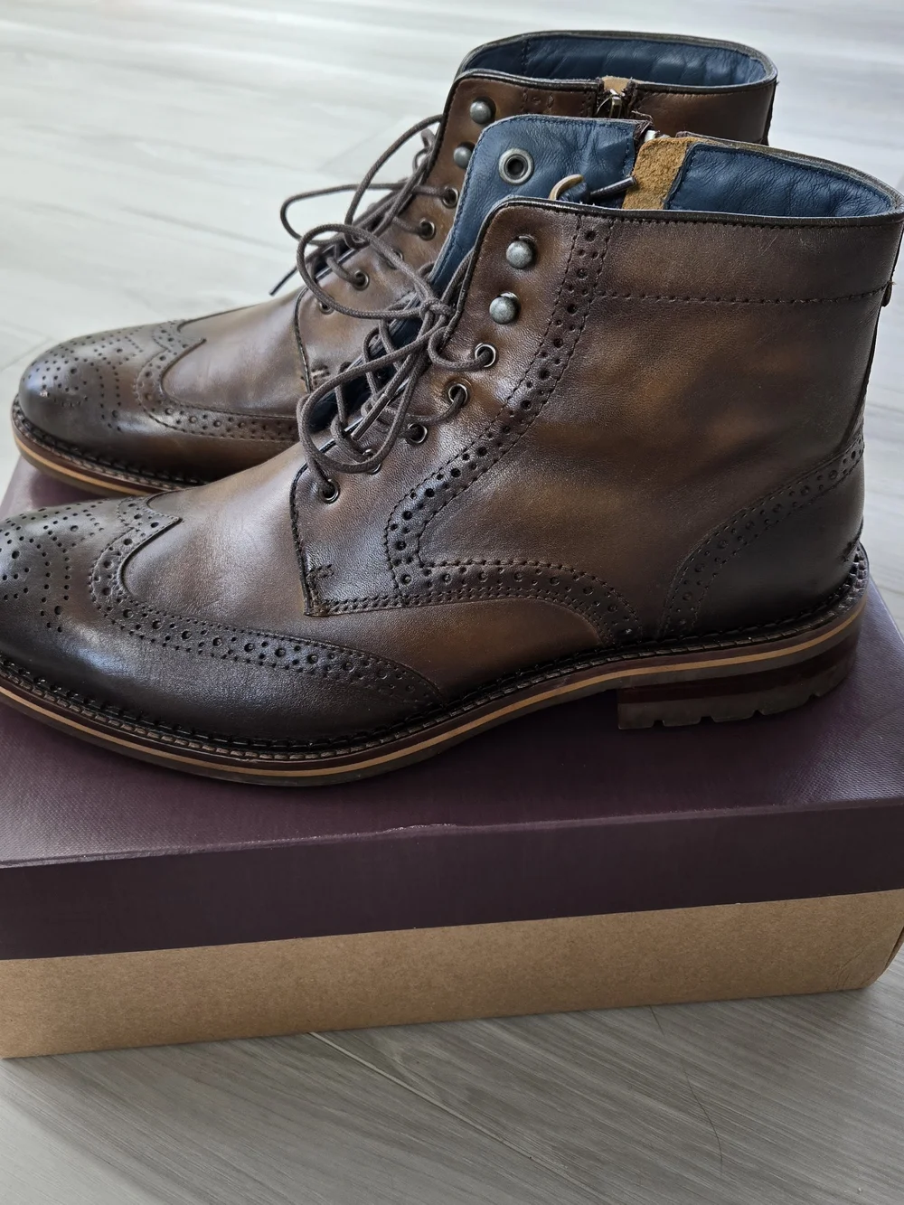 Johnston & Murphy Men’s Wingtip Oxford Boots – Size 12 (Regular) – Like New - Picture 5 of 14